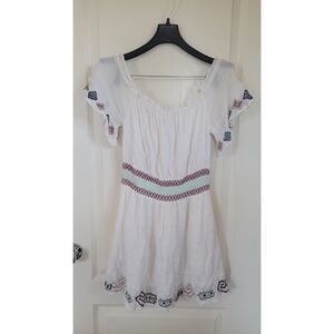 Red Carter Embroidered Off The Shoulder Dress